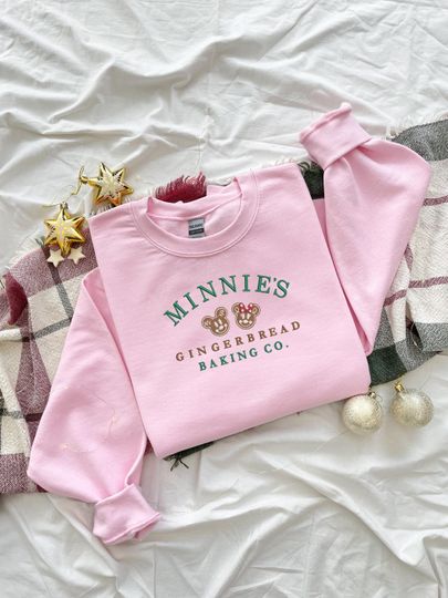 Minnie Gingerbread embroidered Crewneck, Minnie embroidered sweatshirt, Minnie Christmas Hoodie, Disney tshirt, Women's Christmas crewneck