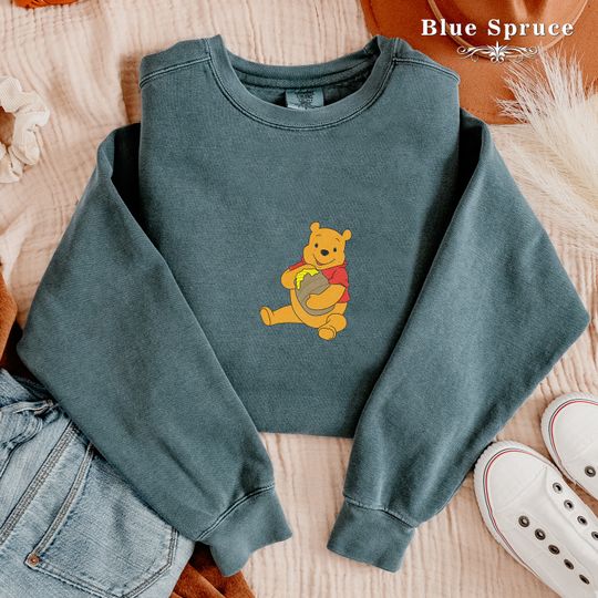 Embroidered Winnie The Pooh Sweatshirt, Pooh And Friends Sweater, Disney Pooh Crewneck, Pooh Bear And Co Sweatshirt, Winnie The Pooh