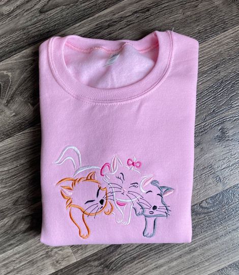 Aristocats Embroidered Sweatshirt | Disney Cats Embroidered Crewneck | Disney World Crewneck | Disneyland Crewneck | Sweatshirt