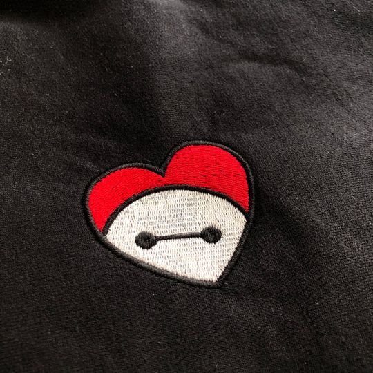 Robot Heart Embroidered Crewneck | Valentine's Day | Anime | TikTok | Disney Embroidery