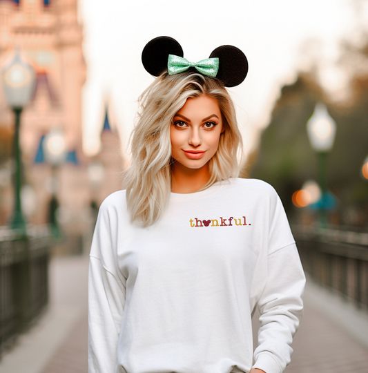 Embroidered Thanksgiving Mickey Thankful Unisex Crewneck Sweatshirt | Disney Thanksgiving | Disneyland Sweater | WDW Sweater