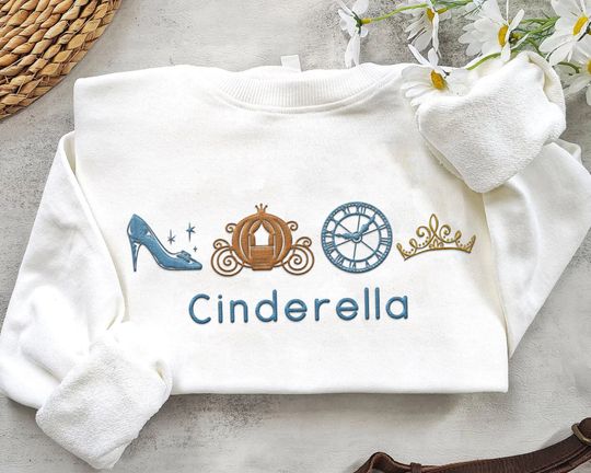 Embroidered Cinde Princess Sweatshirt, Pumpkin Carriage, Slipper Shoes,  Girl Embroidery Sweater, 2024 Trip, Magic Kingdom