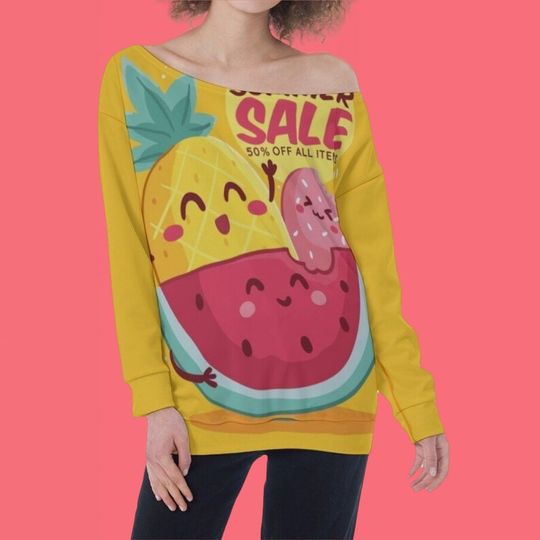 Explore All-Over Print Oversized Women's Off-Shoulder Sweatshirt