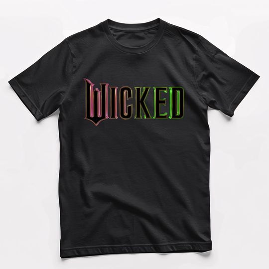 Wicked Movie Pink & Green Logo T-shirt, Glinda, Elphaba, Dear Evan Hansen, Broadway, West End, Theatre, Musicals, Six, Defying Gravity