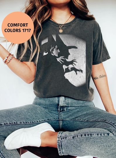 Wicked Witch Of the West, Wizard of Oz Distressed Vintage Tee. Comfort Colors. Witchy Gift. Holiday Gift. Horror Gift. Witch Shadow Shirt.