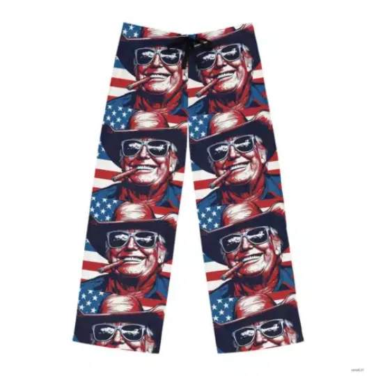 Trump Cowboy Pajama Pants 2024 Republican MAGA  Christmas Gift Women supporter
