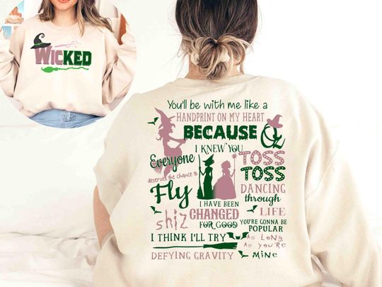 Wizard of Oz Sweatshirt, Wicked Defy Gravity Broomstick Magic Wand Tee, Witch Pink And Green Shirt, Wicked The Musical Fan Shirt