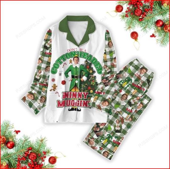 Buddy the Elf Christmas Pajamas, Santa I Know Him Shirt, Elf Santa Holiday Pajamas, Christmas Movie Long Sleeve Pajamas, Holiday Gift