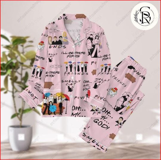 Friends TV Show Christmas Pajamas Set, Tv Show Pajamas, Friend Movie Pajamas, Long Sleeve Pajamas for Men and Women, Holiday Pajamas