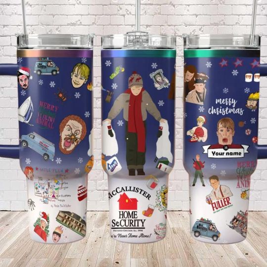 Kenvin McCallister Tumbler 40 oz, Personalized Home Alone Movie Tumbler, Filthy Souls Coffee Tumbler, Wet Bandits Christmas Tumbler