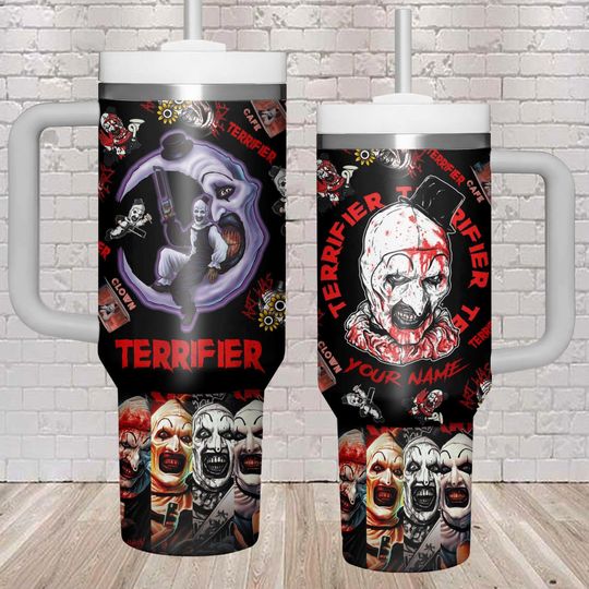 Terrifier Tumbler 40 oz, Terrifier Horror Tumbler Cup, The Scary Clown Coffee Tumbler, Horror Movie Halloween Tumbler, Fall Vibe Gift