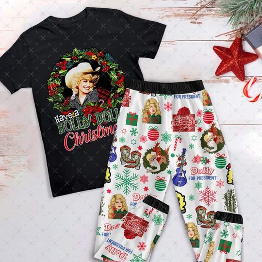 Holly Dolly Family Pajamas - Personalized Dolly Parton Xmas Pajamas Set for the Whole Family