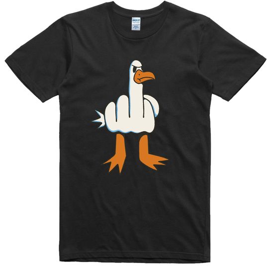 Mens Funny T-Shirt Rude Seagull Design Regular Fit Tee