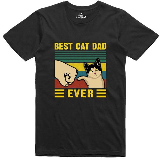 Best Cat Dad Fathers Day Funny Mens T Shirt Regular Fit Tee
