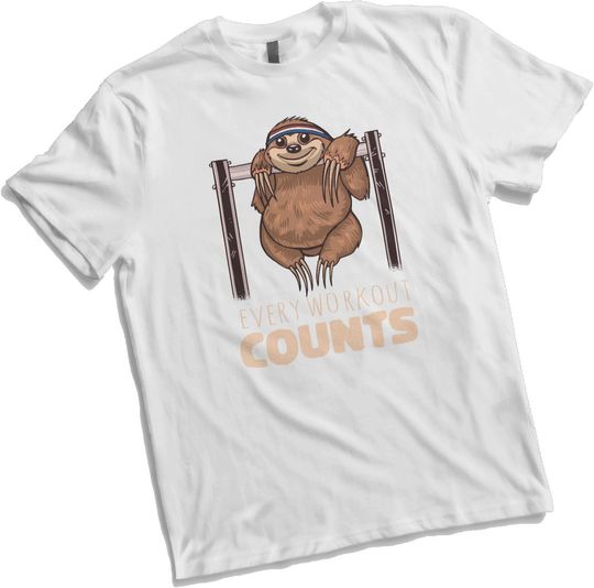 Funny Mens T Shirt Sloth Workout Print Regular Fit Tee