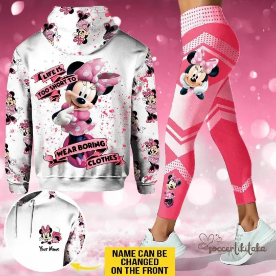Disney Minnie 3D Hoodie Women's Hoodie Set Mickey Yoga Pants Sweatpants Women's Yoga Hoodie Leggings Fashion Tracksuit