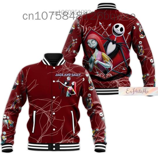 New The Nightmare Before Christmas Jack And Sally Baseball Jacket