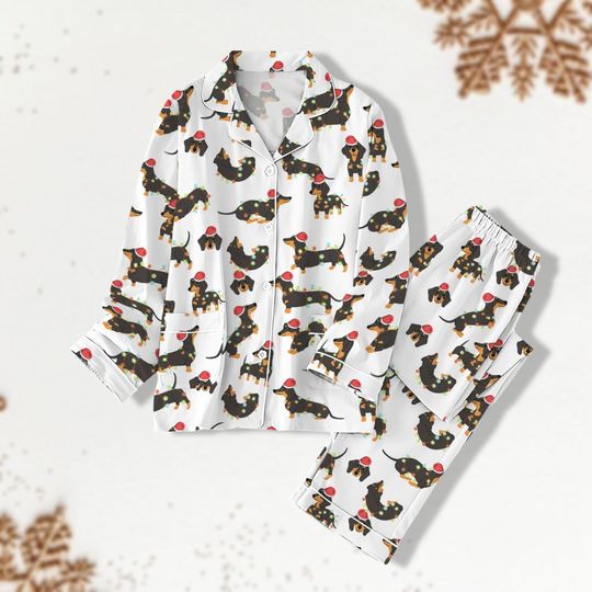 Christmas Dachshund Pajamas, Dachshund Mom Pajama, Adult Unisex Pajama, Home Wear Shirt, Christmas Kids Pyjamas, Dachshund Pj Pants