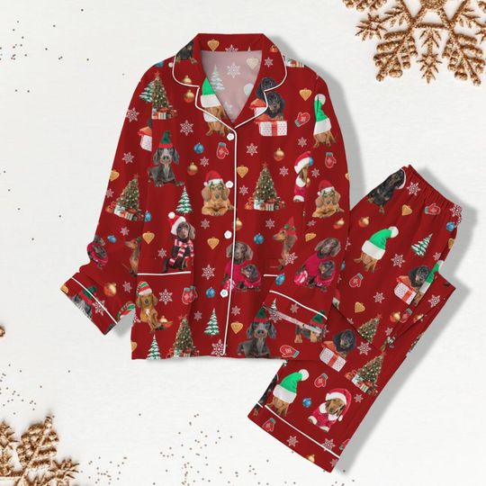 Dachshund Dog Christmas Pajama, Wiener Dog Pajamas For Party, Women Pajama Pants, Family Christmas Pjs, Kids Pajama, Bridesmaid Pajama