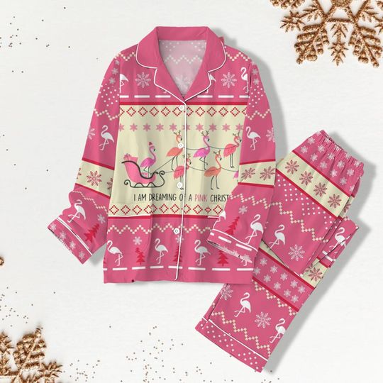 Flamingo Christmas Pajamas, Flamingo Christmas Shirt For Women, Flamingo Merry Christmas Pajamas, Kids Christmas Pjs, Family Pj Set