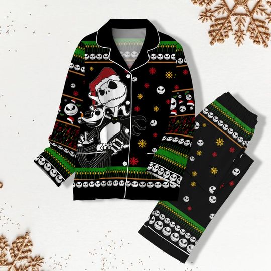 Jack Skellington Christmas Pajama Set, Nightmare Before Christmas Pajamas, Women Pajama Pants, Disney Family Christmas Pj, Kids Pajama