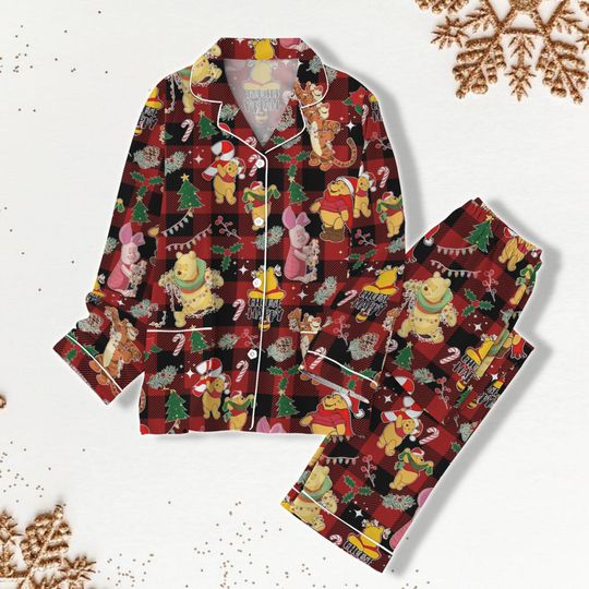 Winnie The Pooh Christmas Pajamas, Pooh Bear Pajamas, Disney Family Pajamas Set, Home Clothes, Women Pajama Pants, Piglet Pajamas Set