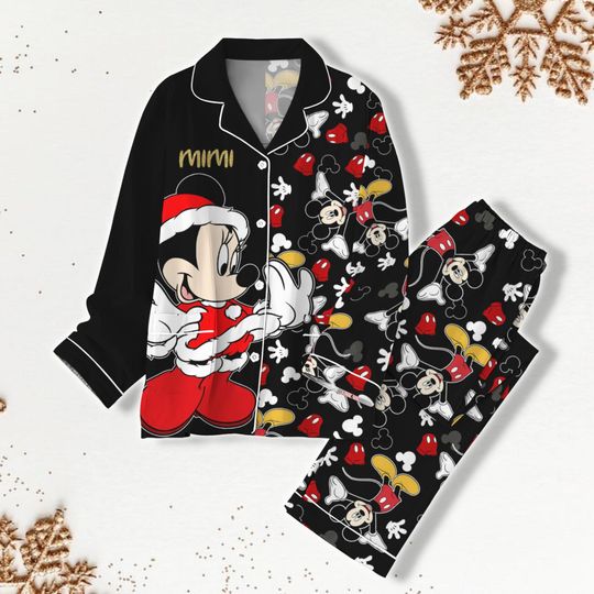 Christmas Minnie Mouse Women Pajamas, Disney Pjs For Family, Custom Pajamas, Family Pajamas, Disney Home Clothes, Kids Pajamas Set