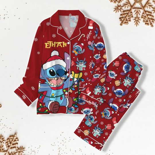 Christmas Stitch Christmas Pajamas, Stitch Family Pj Set, Women Pajamas Pants, Personalized Xmas Pajamas, Disney Family Pajama Set