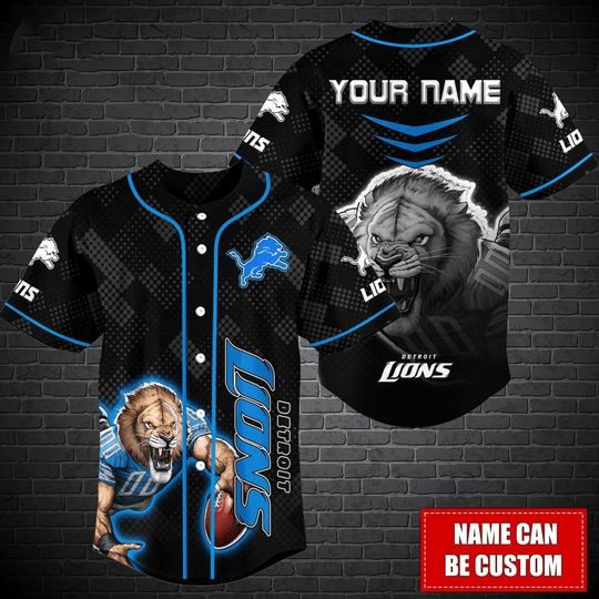 Personalized Lions Custom Name Baseball Jersey Shirts, All-over Print Unisex Lions Baseball Jersey Shirts, Detroit Football