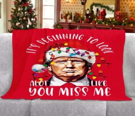 Trump Christmas Light Throw Blanket, Merry Christmas Family Gift