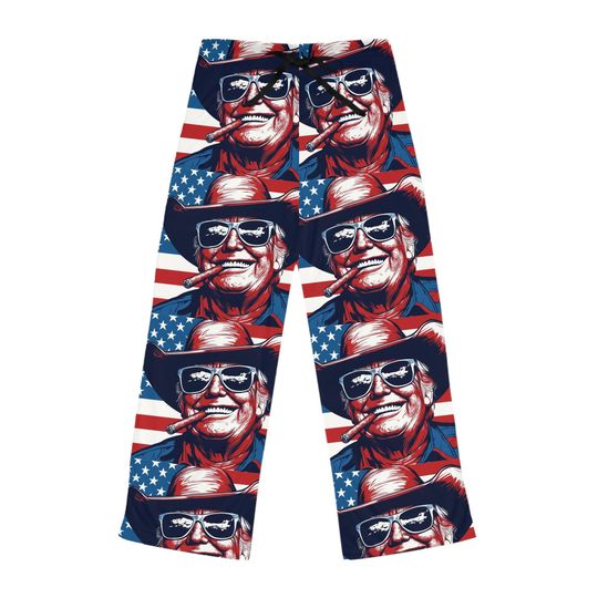 Trump Cowboy Women's  Pajama Pants - Trump 2024 Republican MAGA Gift for Dad,christmas gift,Cowboy trump,Christmas gift, Gift for republican