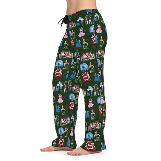 Women's Pajama Pants - White Christmas Movie Scenes, Holiday Lounge Wear, Festive Sleepwear, Christmas Movie Night PJ Bottoms, Cozy Winter