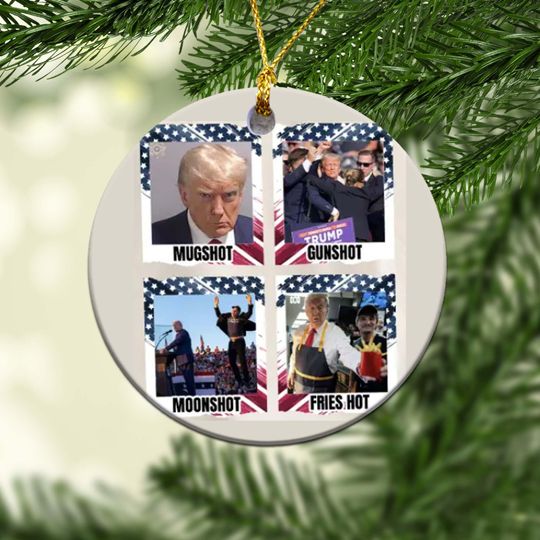 Trump Mcdonald Ornament, Pennsylvania Maga Trump 2024 Ornament, Trump Mugshot Gunshot Moonshot Fries Hot Ornament ,Gifts Donald Trump 2024