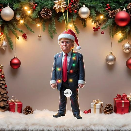 Great Trump with Christmas Hat Acrylic Ornament