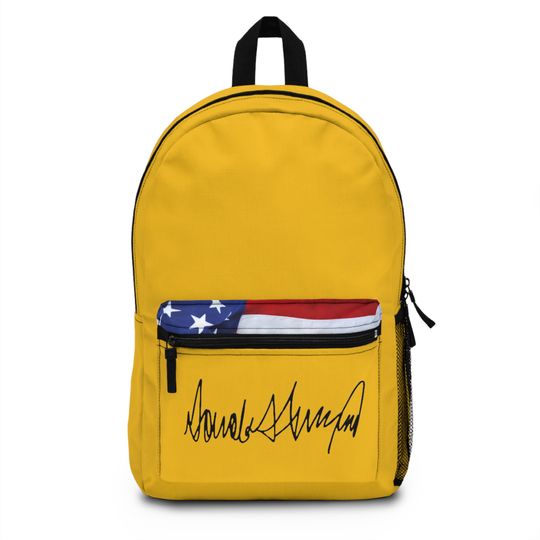 Trump Printed Signature Yellow Lightweight Waterproof Backpack