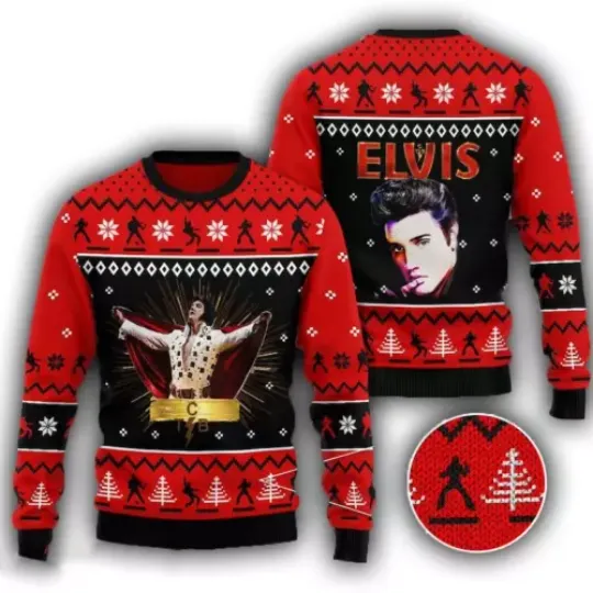Elvis Presley 3D Ugly Christmas Sweater For Fans, Elvis Presley Legend Shirt