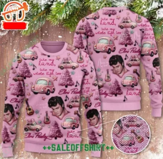 Discover Take My Hand Pink Elvis Presley 3D Ugly Sweater For Everyone