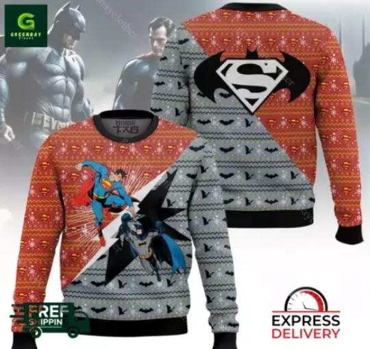 Batman Vs Superman Ugly Christmas Sweater, Unisex All Size