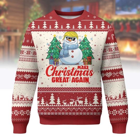 Trump Make Christmas Great Again Ugly Sweater, Christmas Republican Shirt, Political Christmas Tee, Trump for President Xmas Sweatshirt