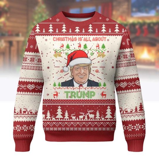 Donald Trump Christmas Ugly Sweater, Make Christmas Great Again Trump Shirt, Humorous Trump Santa Sweatshirt, Maga 2024 Sweater