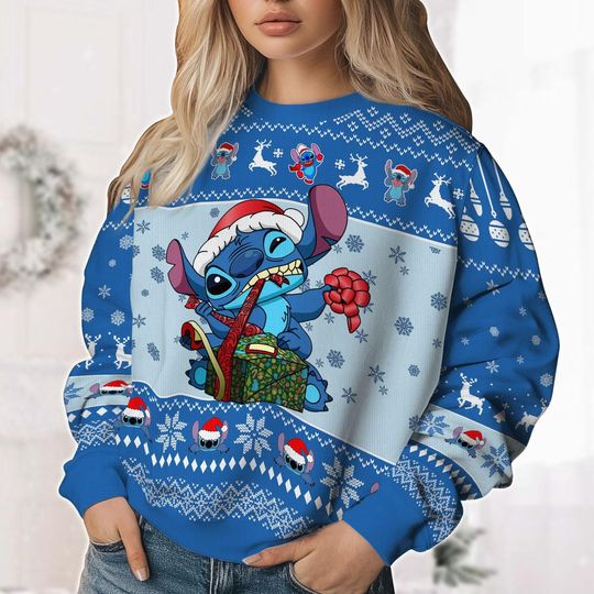 Christmas Stitch Ugly Sweater, Disneyland Trip Xmas Shirt, Magic Kingdom Xmas Sweater, Family Christmas Sweatshirt, Disney Fan Gift