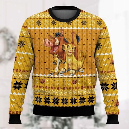 Christmas Lion King Ugly Sweater, Simba Timon Pumbaa Holiday Sweater, Disneyland Lion King Shirt, Magic Kingdom Tee, Disney Fan Gift