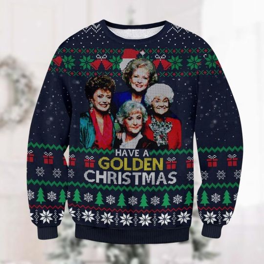 Christmas Stay Golden Ugly Sweater, Vintage Sitcom Xmas Sweatshirt, Sweaters For Women, 80S Movie Ugly Xmas Sweater, Gift For Her