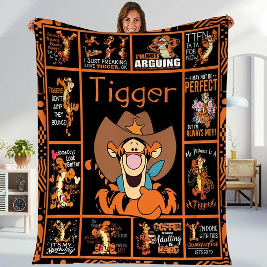 Disneyland Tigger Throw Blanket, Winnie The Pooh Tigger Blanket, Baby Blanket Birthday Gift, Disneyland Throw Blanket For Couch Sofa