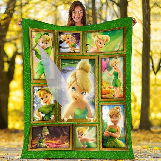 Disneyland Tinker Bell Throw Blanket, Peter Pan Blanket, Tinker Bell Throw Blanket for Couch Sofa, Birthday Girl Gift, Disneyland Blanket
