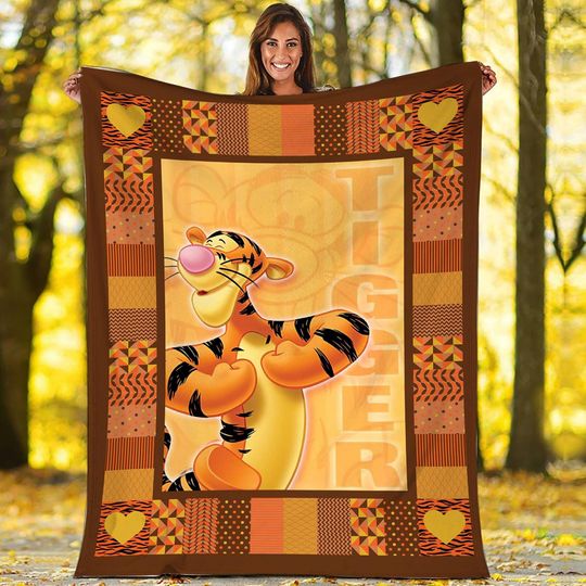 Disneyland Tigger Winnie The Pooh Throw Blanket, Pooh And Friends Blanket, Tigger Throw Blanket for Couch Sofa, Disneyland Christmas Gifts