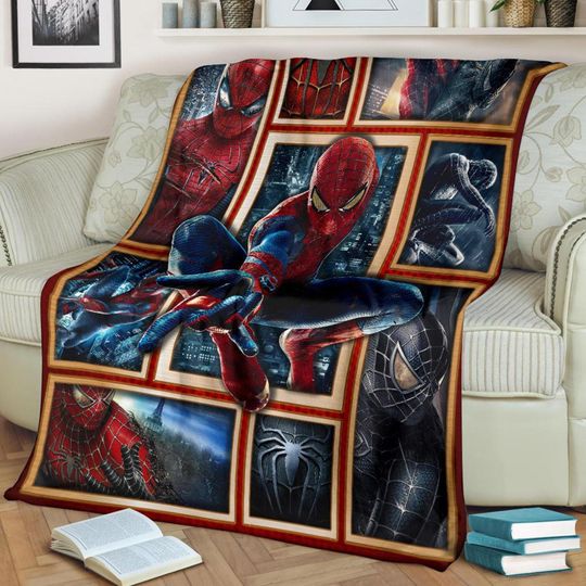 Avengers Spider Man Throw Blanket, Spidey Superhero Throw Blanket, Avengers Spiderman Throw Blanket for Couch Sofa, Birthday Boy Gift