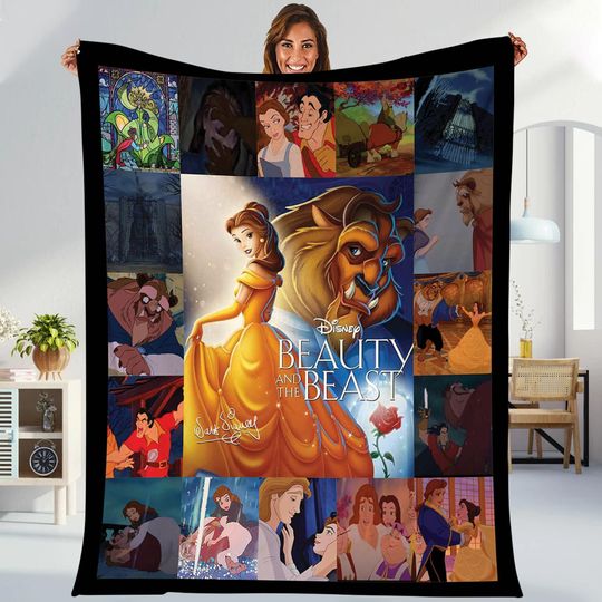 Beauty And The Beast Throw Blanket, Belle Princess Blanket, Belle And The Beast Blanket, Couple Christmas Gifts, Disneyland Birthday Gifts