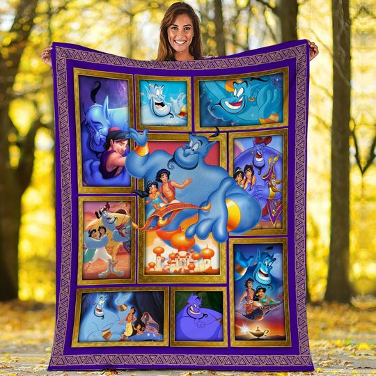 Aladdin Jasmine Disneyland Throw Blanket, Genie Aladdin Throw Blanket, Aladdinn Throw Blanket for Bed Couch Sofa, Birthday Gifts