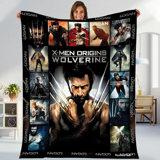 Wolverine X-Men Throw Blanket, Wolverine Logan Blanket, Deadpool Wolverine Blanket, Superhero Avengers Throw Blanket for Bed Couch Sofa
